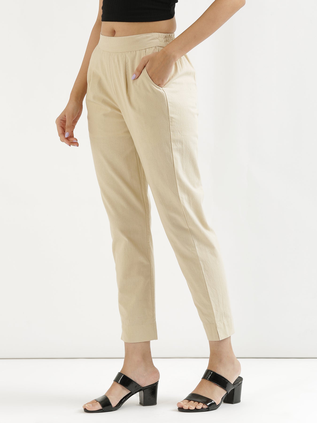 high waist cotton pants | Xahrak